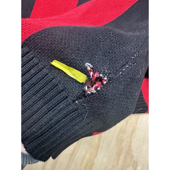 Obey Sweater Mens Large Red Black Polo Pullover Soccer Jersey 89 Stripe Knit - Picture 2 of 7